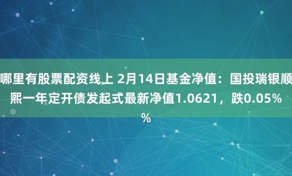 哪里有股票配资线上 2月14日基金净值：国投瑞银顺熙一年定开债发起式最新净值1.0621，跌0.05%