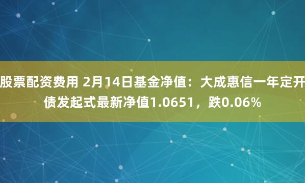 股票配资费用 2月14日基金净值：大成惠信一年定开债发起式最新净值1.0651，跌0.06%